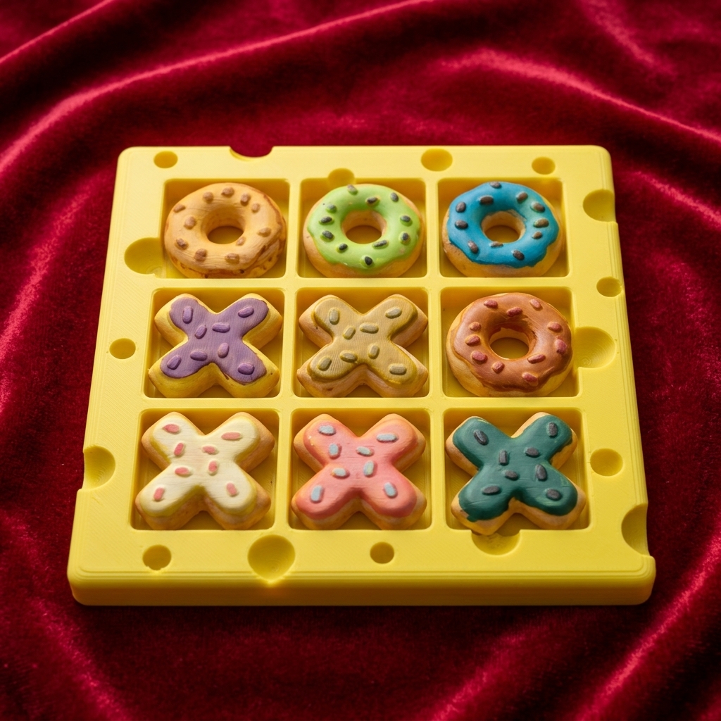 Donut Tic-Tac-Toe — 3D printed game set